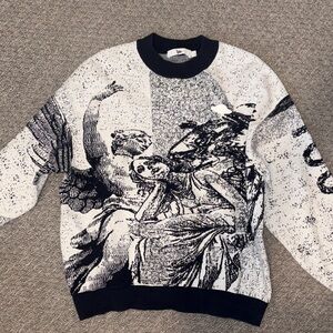 NWOT YOUWEI Renaissance Jacquard Crew Neck Long Sleeve Sweater